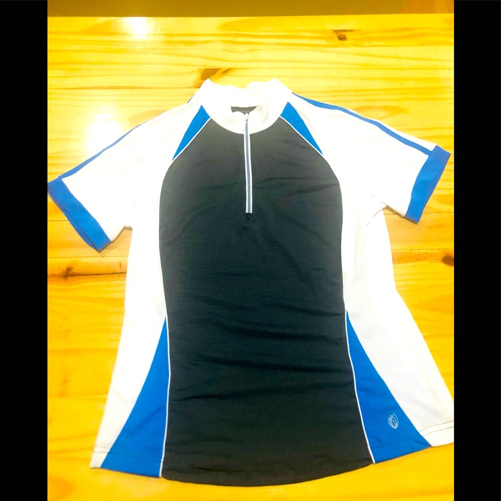 GG Blue Luxe Sport Shirt Womens Medium Gray Half Zip Golf Golfer Top Athletic